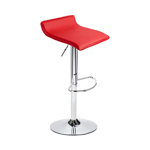 Puluomis Red Bar Stools Set Of 4,Hydraulic Adjustable Swivel Bartools With Contemporary Chrome Pu Leather #TOP3
