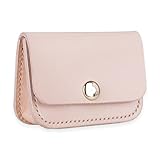 OULLYY Handgefertigte Geldbörse aus echtem Leder, mit Kartenhalter, italienischer Importware, beflockte Ledertasche, Kartenetui für Damen und Herren, hautfarben, tragbar