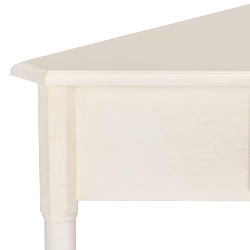 Image of SAFAVIEH Furniture - Gomez 1-Drawer Corner Table - Ivory - Solid Wood - Classic Corner Storage Design - Ideal for Entryway, Living Room, Home Office, 33.1 inch W x 17.3 inch D x 28 inch H (AMH5709K)