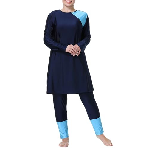 Maillot de bain couvrant contre les complexes coupe ample pantalon bleu - 2