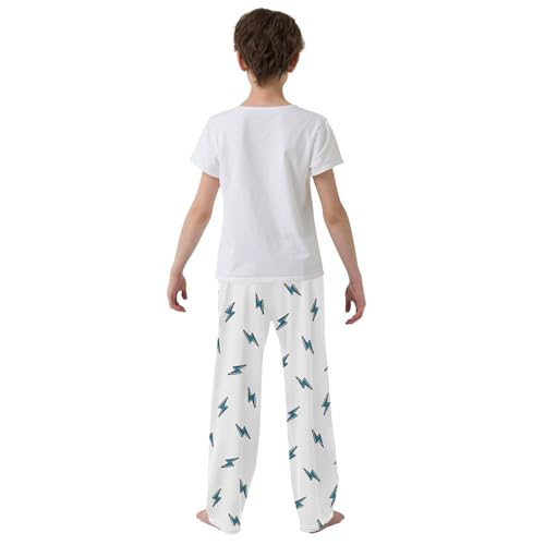 Boys' Pants Blue Lightning Bolts Long Bottoms Jogger Pants Elastic Waist Trousers with Pockets S-XL3