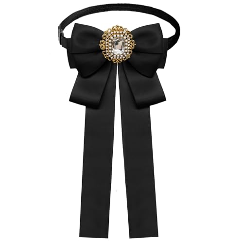 Image of Womens Bow Tie Adjustable Rhinestone Bowtie for Women Ladies Girls Pre-tied Womens Tie for Shirt Suit Uniform