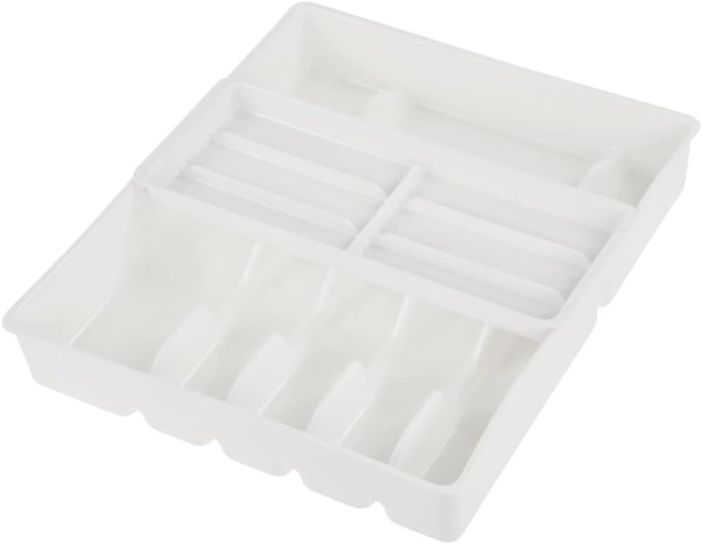 keeeper Cutlery Tray with Slider 13 Compartments Polypropylene White 38 x 42.5 x 7.5 cm