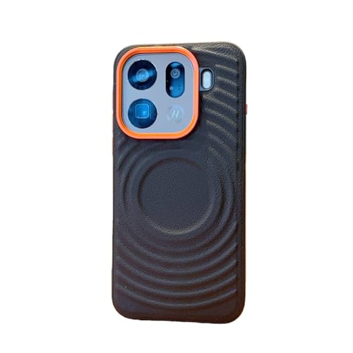 DAYJOY Wave-Textured Magnetic Leather Case Compatible with Oppo FInd X9 Pro,Camera Protection & Anti-Slip Grip Cover Compatible with MagSafe (Black)