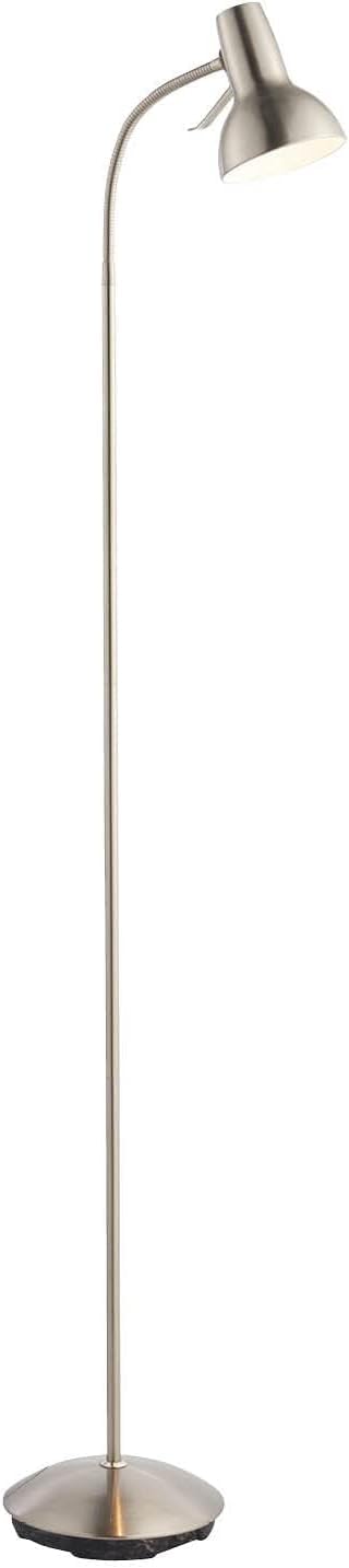National Lighting Amalfi Standing Floor Lamp - Satin Chrome Finish - Flexible Gooseneck Task Floor Reading Lamp - Rocker On/Off Switch - Tall Indoor GU10 LED Floor Lamp (Bulb Included)