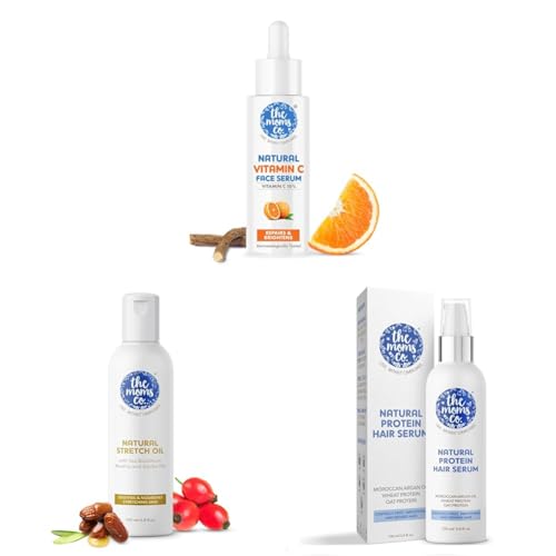 Image of The Moms Co. Natural Vitamin C Face Serum&The Moms Co. Stretch Oil, 100 ml&The Moms Co Natural Hair Serum
