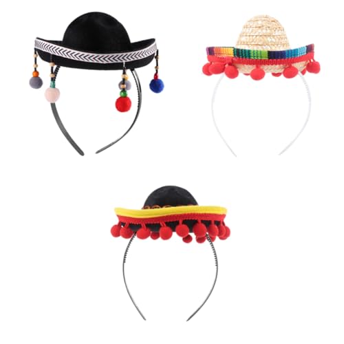 AUTSUPPL 9個 メキシカンハット hair band hairband ミニカチューシャ メキシコのかぶと メキシカンヘアバンド 衣装帽子 祭りのヘアバンド ヘアアクセサリー ファブリック