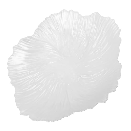 GALPADA Vassoio per Snack e Portafrutta Secca in Vetro Perlato Bianco, Piatto da Portata Medio per Casa e Ufficio, Contenitore Elegante per Frutta, Caramelle e Spuntini da Tavolo