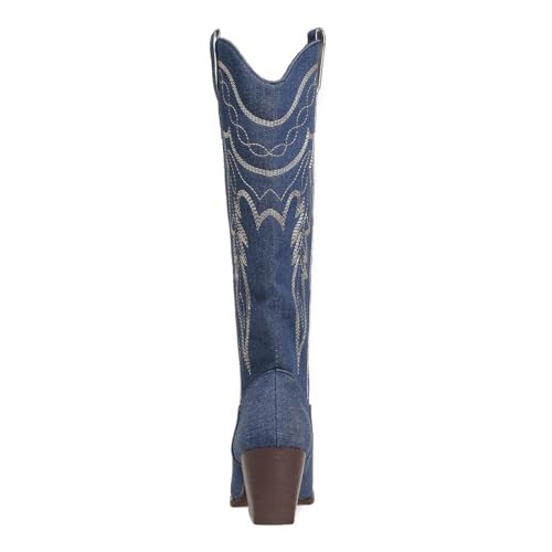 SelRoys Cowboy Boots for Women Cowgirl Embroidered Stitched Pointy Toe Chunky Heel Western Country Fashion Boots3