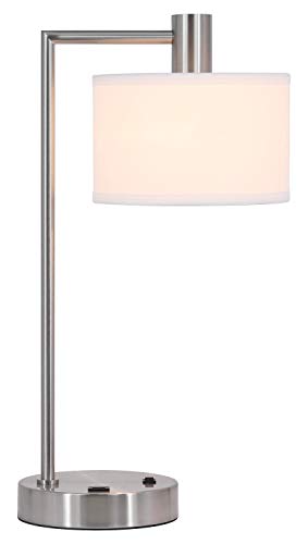 Lámpara de mesa XiNBEi con pantalla de tela y puerto USB