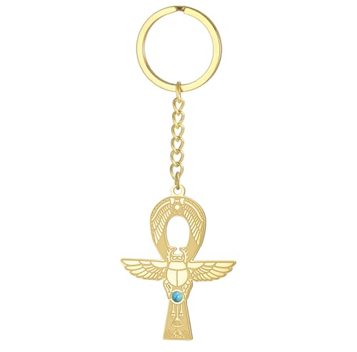 EUEAVAN Ankh Cross Scarab Beetle Keychain Key of Life Egyptian