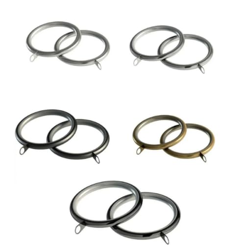 28mm Standard Lined Metal Curtain Pole Rings (Black, 10)