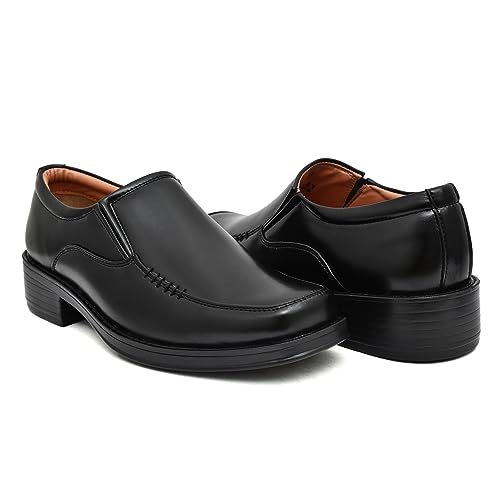 Image of Bluegold Men's Leather Comfortable Slip-On Formal Shoes (6504 Black 07)