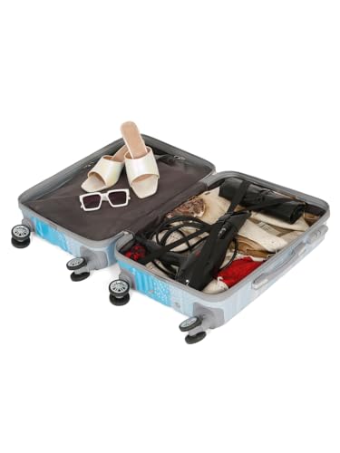 Image of Teakwood World Small 55 cm Cabin Size Trolley Bag Polycarbonate 360 Degree 8 Wheels Luggage Bag with TSA Lock, Adjustable Handle Trolley Bags for Travel, Suitcase for Travel | Blue