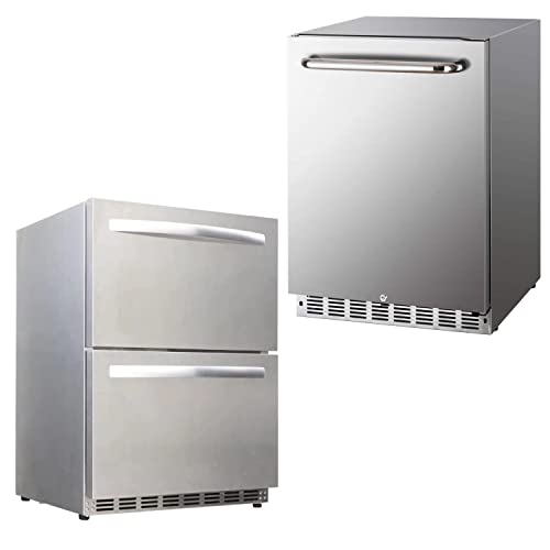 Hck 24 Inch Weather Proof Design Indoor And Outdoor Undercounter Fridge, Built-In Beverage Refrigerator For Home And Commercial Use cover