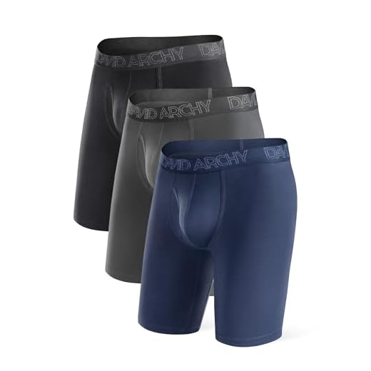 Cuecas boxer masculinas respiráveis DAVID ARCHY com raiom de bambu e braguilha em pacote com 3 ou 4, Assorted-8" in 3 Pack, Large - 8 Inch (Pack of 3)