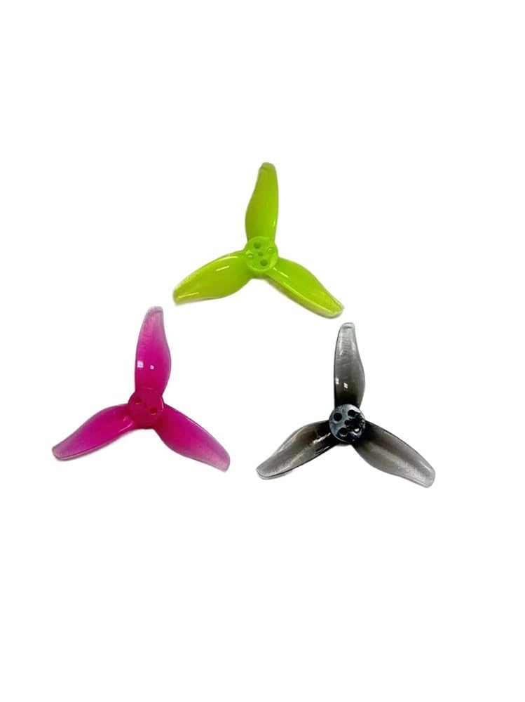 Uniwersalne 4 pary 2023 2 x 2,3 x 3 śmigła z 3 ostrzami 1 mm lub 1,5 mm do wyścigów dronów Freestyle 5.1 cm (różowe, 1 mm)