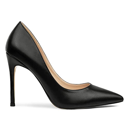 COLETER Women's 4 Inch Pumps Pointy Toe Wedding Dress Shoes Slip on Stiletto Pumps