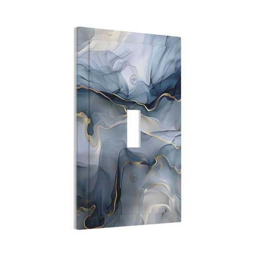 Decorative Switch Plate Covers Abstract Ink Blue Marble Glod Line Texture 1 Gang Light Switch Cover Plate Single Toggle Wall Plate Outlet Covers Wall Plate Faceplate for Bathroom Decor