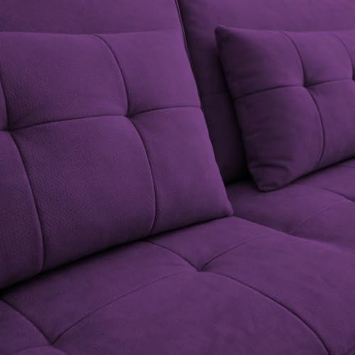 Image of Emilio 3 Seater Pull-Out Sofa Cum Bed (Purple Color) Premium Fabric Sofa Set for Living Room | Bedroom