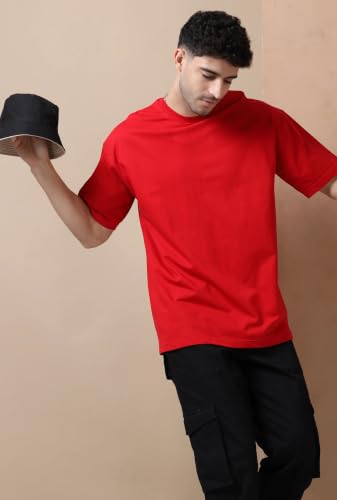 Image of Men's 240 GSM Cotton Oversized Tee - Heavyweight Bio-Washed Fabric | Premium Street Style | Super Soft, Thick & Breathable T-Shirt