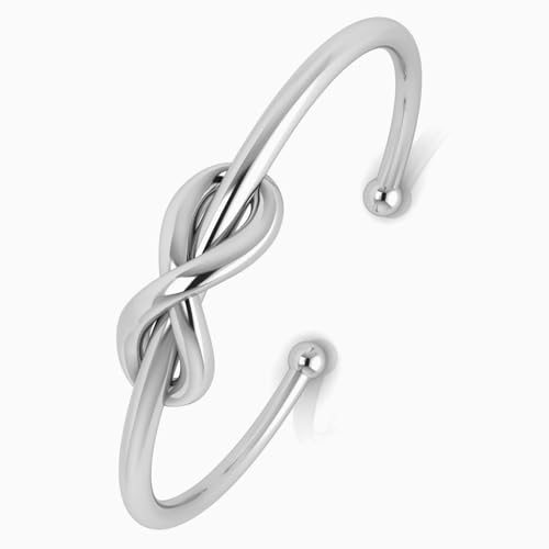 Image of Love Knot 925 Sterling Silver Baby Bangle Bracelet | infant, toddler, christening bracelet, engravable, gift boxed, baby shower, christening, newborn keepsake