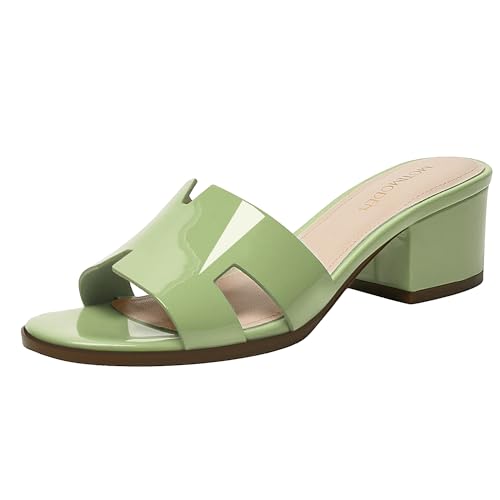 Image of Women's Chunky Open Toe Low Block Heels Kitten Dressy Heels for Women Low Heel Sandals for Women Summer Comfy Heels