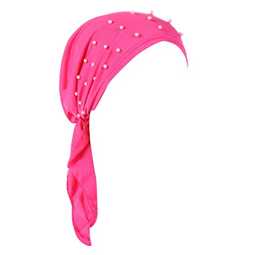 Generisch Bufanda musulmana rebordear pelo turbante elástico algodón pérdida mujeres abrigo sombrero béisbol gorras parasol mujer gorra, Rosa intenso., Talla única