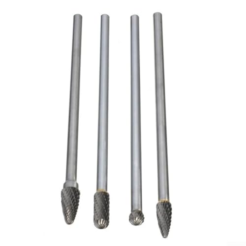 Set de 4 fresas de carburo 1/4" x 150mm corte doble miniatura 7
