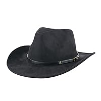 Western Cowboy Hut für Männer Frauen Klassische Western Filz Fedora Hüte mit breiter Krempe, perfekt für Cowboyhut Kostüm und Outdoor-Aktivitäten (Schwarz)