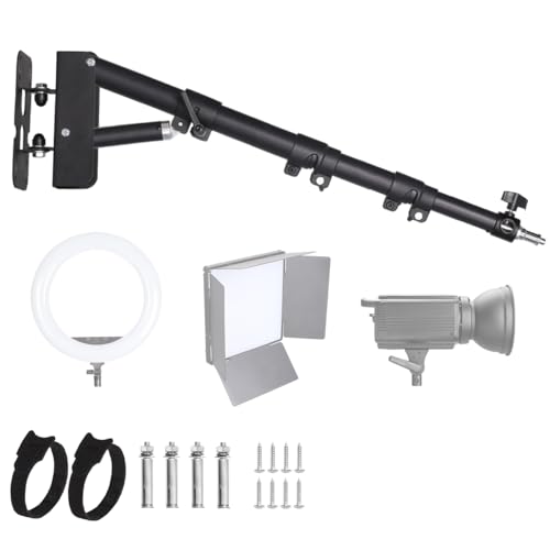 FEIFANTEAM Wall Mount Triangle Boom Arm 43.3inch/110cm, Ring Light Mount Overhead Light Stand for...