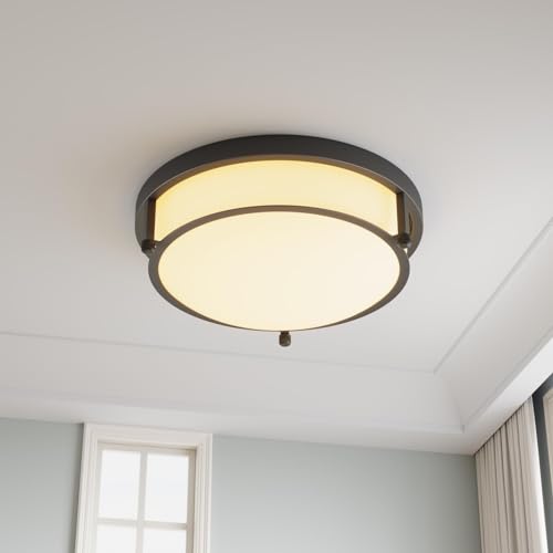 Plafonnier encastré moderne doré à 2 lampes en verre et métal de 13 pouces pour entrée