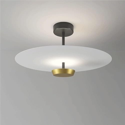 HTERWQEA Lámpara techo LED moderna acrílico redonda, semiempotrada, con acento latón, ideal for dormitorio, cocina, pasillo, sala estar y porche.