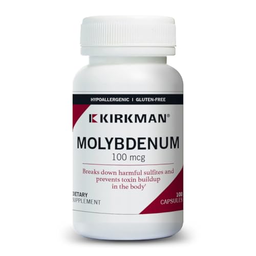 Kirkman - Molybdenum 100 mcg - 100 Capsules - Essential Minerals - Breaks Down Sulfites & Toxins - Hypoallergenic