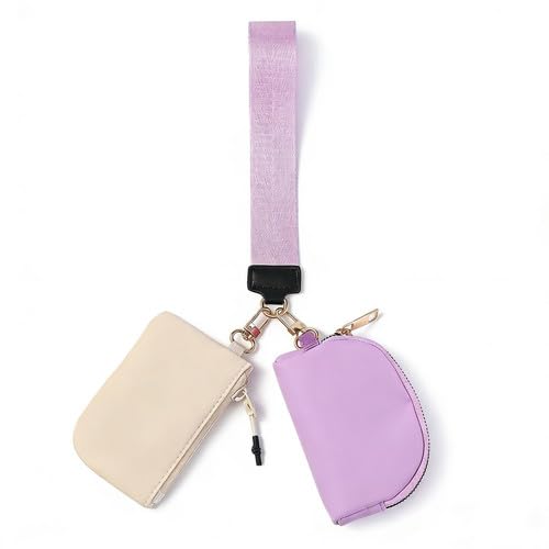 2-Piece Fashion Wrist Bag Waterproof Nylon Color-Block Mini Wallet Detachable Wrist Strap Zipper Coin Purse And Key Storage Suitable for Travel Daily Use And Gifts For Boyfriends Or Girlfriends