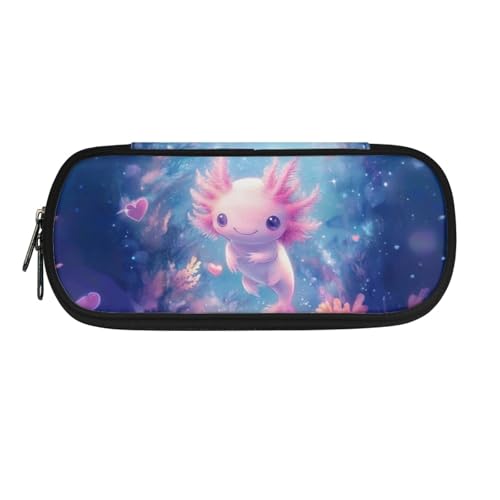 Image of Axolotl Pencil Case Organizer Blue Ocean Pencil Bags with Zipper Aesthetic Pencil Pouch for School Girls Teens Pencil Box Pen Holder