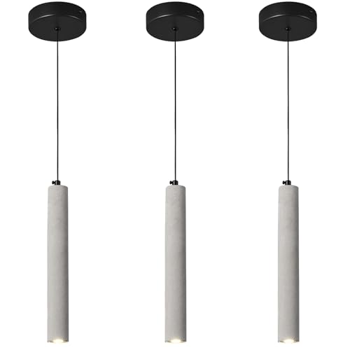 Sponsored Ad - Concrete Linear Pendant Light,Modern Industrial Hanging Cement Pendant Lighting Fixture for Kitchen Island Dinning Room Bedroom Bedside Table Pendant Lights(3-Pack)