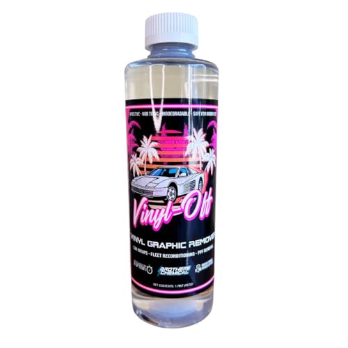 Brothers Chemical Vinyl-Off Vinyl Graphic and Decal Remover | Professional Use | for Vehicles Glass and Signs | Softens Film for Easier Removal Without Damage | Safe on OEM Paint (16oz)