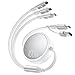 CAFELE 100W Multi Charging Cable, 6-in-1 Retractable USB C/A Cable, 5A Fast Charger Cord for Multiple Devices with Type C/L/Micro Ports for Phone 17 16 15 14 Pro Max, S24/S23, MBook, Pad (3.6ft) White