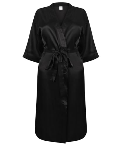 Robe de chambre noire col en V coupe ample XXL pour confort nocturne optimal