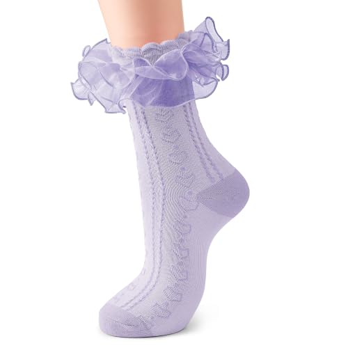 Image of Zando Ruffle Socks Women Lace Frilly Tutu Dress Socks for Adult