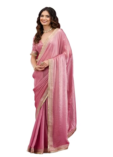 Image of Women's And Girl's Heavy Sequins Work Georgette Saree with Blouse (Wedding-Sequins-Party-Saree)