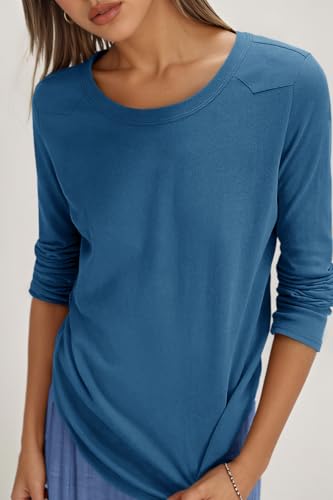 Cicy Bell Womens Long Sleeve Shirts Casual Loose Fit Crew Neck Seam Tunic Tops Fall Basic Tees - image 4