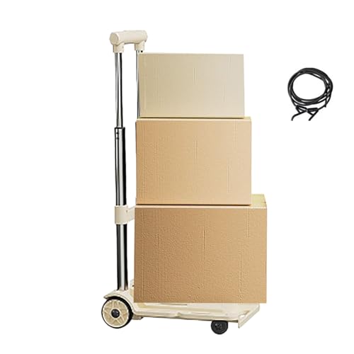 Carrito de mano, carrito de transporte portátil con ruedas y capacidad de carga de 100 kilogramos, altura ajustable, para compras, viajes en avión, garaje y mudanza