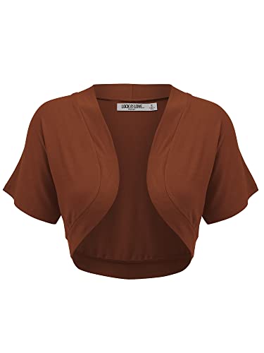 Image of Lock and Love Women's Versatile Open Front Lightweight Short Sleeve Bolero Shrug