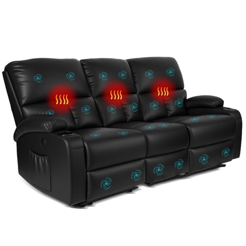 Home Theater Seating,RV Recliner Sofa with Massage and Heat,Manua...
