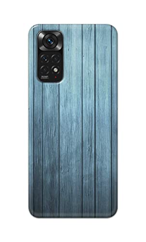 Image of Printed Hard Back Cover Case for Mi Redmi Note 11 4G Back Cover (Wooden Blue) -702