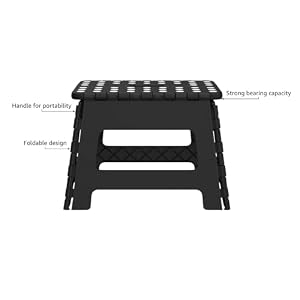 ACSTEP Folding Step Stool 9 Tall Kids Step Stool Holds Up to 300 lb Plastic Foldable Step Stools for Kids Non Slip Surface with Carry Handle Collapsible Stool for Home Outdoor and IndoorBlack