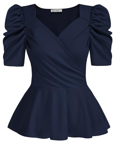 La mejor comparación de Nicolee al mejor precio. 22 GRACE KARIN 2024 - Blusa de verano con cuello en V y manga corta para mujer, Azul marino, M