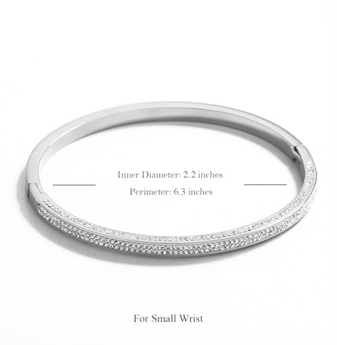 Stainless Steel Pave Cubic Zironia Simulate Diamond Stackable Oval Hinged Bangle Bracelet4